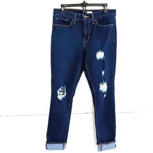 Levi 311 Shaping Women Jean Sz 30 Skinny Straight Stretch Destroyed Cuffed 32x29